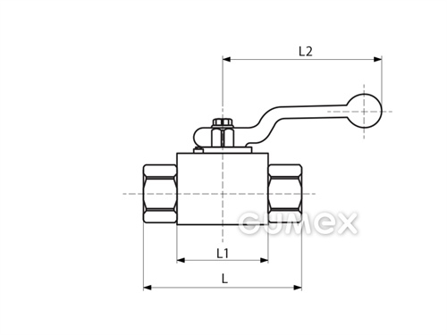 Kulový ventil pro hydrauliku třícestný vrtaný do L, vnější závit M12x1,5, 500bar, -20°C/+100°C, ocel
